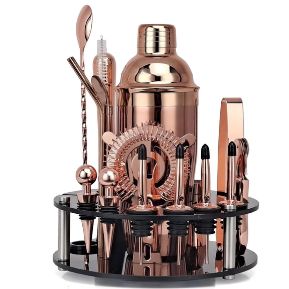 SDFGTstore 20Pcs Cocktail Shaker Making Set Stainless Steel Bartender Kit with Mixing Spoon
