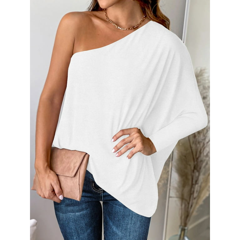 One shoulder loose top hot sale
