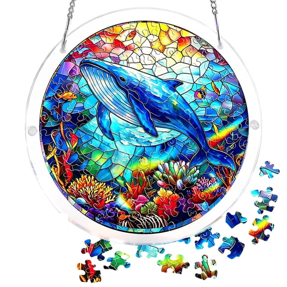 Acrylic Puzzles Suncatcher Window Hanging, Natural Theme 83 Pieces Sun Catcher Stained Glass Acrylic Puzzle Decoration for Women Men Mom Birthday Gift Home Decor