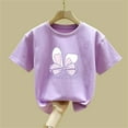 thumbnail image 7 of Piuwrlz 12-13 Years Girls Short T-Shirts Sleeve Teen Graphic Shirts Tops Crew Neck Bow-knot Pullover Purple Size 12-13 Years, 7 of 7