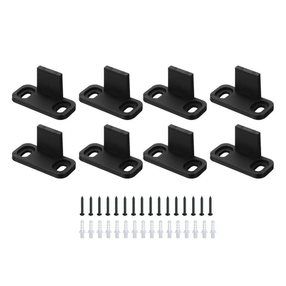 8pcs Barn Door Floor Guide, POM Universal Sliding Barn Door Hardware for Closet Pocket Doors, Black
