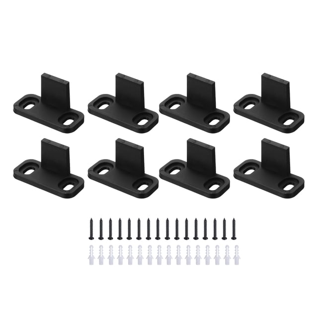 8pcs Barn Door Floor Guide, POM Universal Sliding Barn Door Hardware for Closet Pocket Doors, Black