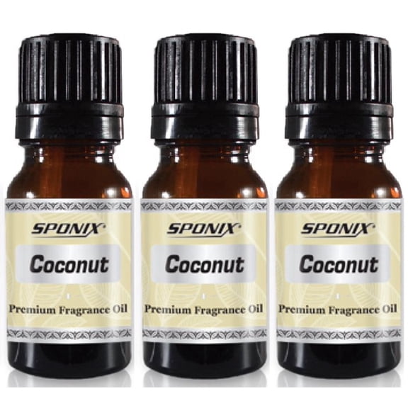 Coconut Fragrance Oil 10 ml / 0.33 oz - 100% Pure by Sponix Made in USA Pack of 3