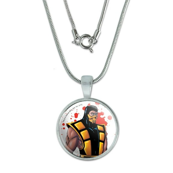 Mortal Kombat Klassic Scorpion Character 0.75" Pendant with Sterling Silver Plated Chain
