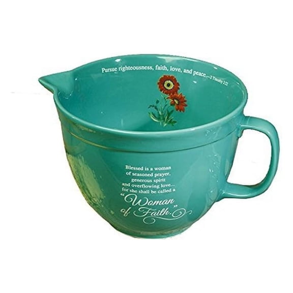 Abbey Gift Woman of Faith Ceramic Mixing Bowl,Blue,9.5 x 5.75 x 7.5"