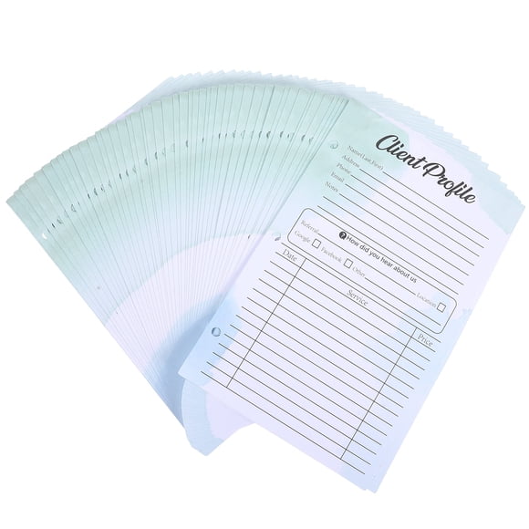 OUNONA 50Pcs Green Profile Cards for Binders Client Record Sheets for Efficient Information Recording