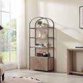 thumbnail image 3 of Rosary Blenn  71’’ Arched Bookshelf with Cabinet, 4-Tier Freestanding Metal Frame Bookcase with Engineered Wood Shelves,, 3 of 7