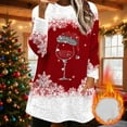 thumbnail image 6 of Women's Long Sweaters with Pockets Sherpa Fleece Christmas Crewneck Pullover Sweatshirt Tunic Tops for Leggings (L, Red), 6 of 7