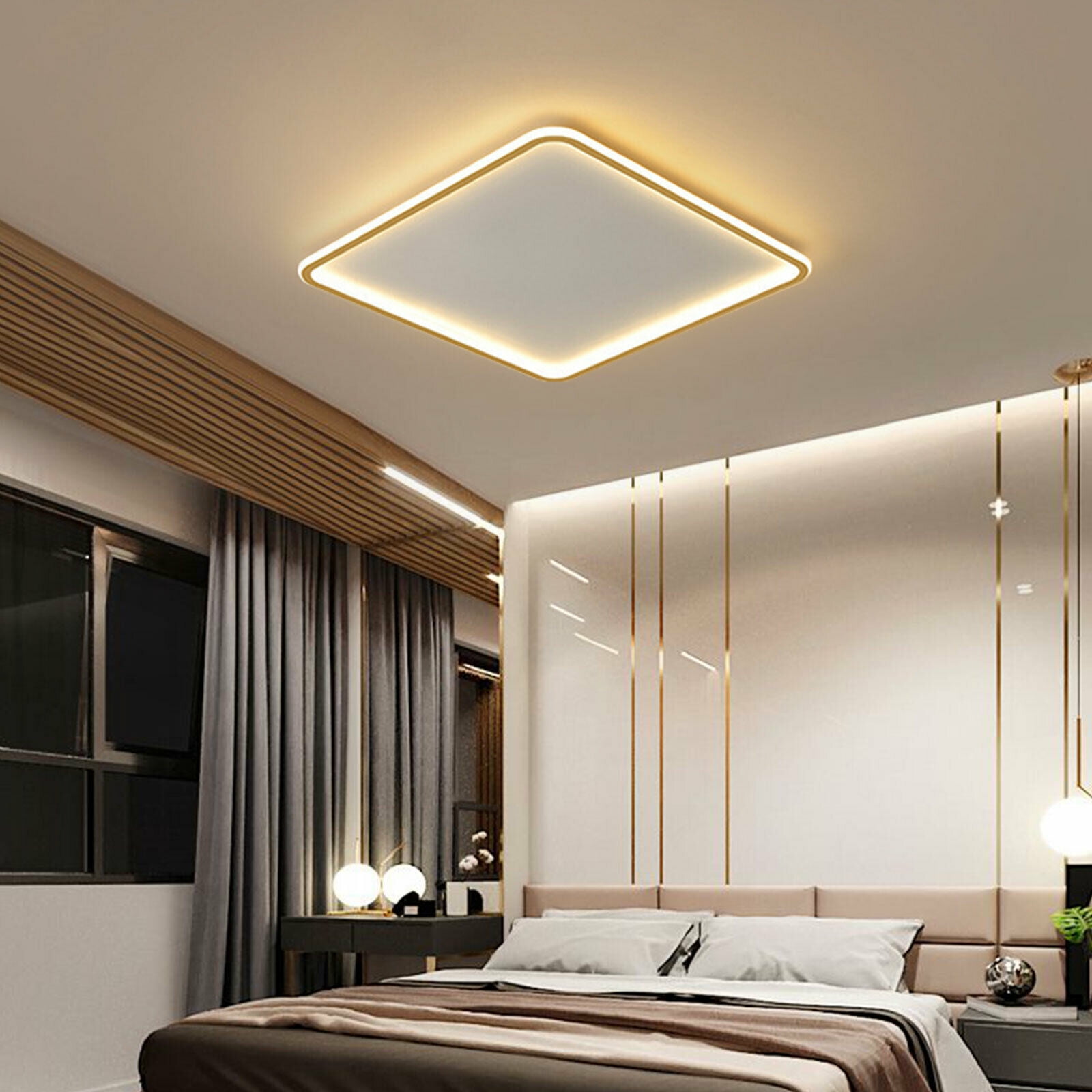 Modern Square Ceiling Light Flush Mount Lighting Fixture Bedroom Simple Decor