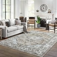 thumbnail image 5 of Yesfashion Carpets Area Rugs Washable 9*12 Area Rug Vintage Distressed Rug Medallion Floral Print Rug Machine Area Rugs Bedroom Non-Slip Low Pile Accent Rug,Taupe Khaki 9*12ft, 5 of 7