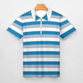 thumbnail image 3 of Gray Blue And White Stripes Men Zipper T-shirt Summer Casual Short Sleeve T-shirt Top, 3 of 7