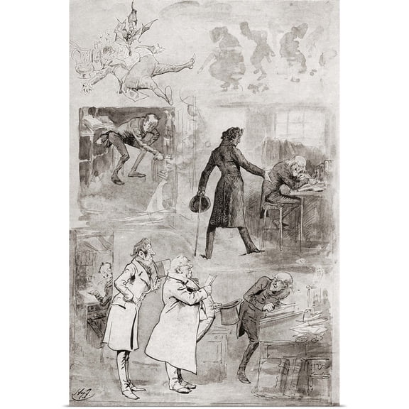 Great BIG Canvas | Rolled Harry Furniss Poster Print entitled Scrooge Objects to Christmas. Illustration for the novella A Christmas Carol