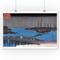 thumbnail image 1 of Boats Moored near Eitai Bridge Japanese Wood-Cut Print (9x12 Art Print, Wall Decor Travel Poster), 1 of 1