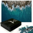 thumbnail image 2 of Ambesonne Coastal Jigsaw Puzzle Durable Cardboard, Sea Lashes Against Coast, 1000 pcs, Cadet Blue and Dark Sepia, 2 of 5