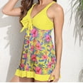 thumbnail image 3 of Alllist Women Tops Yellow Graphic Back-Smoothing Sexy High Cut Swim Dress Womens Shirts Under $10, 3 of 4