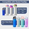 thumbnail image 2 of shiyou-Ruzkq Replacement Lid for Owala Freesip, Compatible with Owala Cup 16oz 24oz 32oz 40oz, One Button Water Bottle Top Lid Replacement Accessory, Leakproof, BPA-Free (Grayish Blue), 2 of 4
