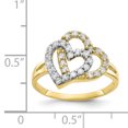 thumbnail image 2 of 10K Rhodium Plated Yellow Gold & Rhodium Double Heart Ring, 2 of 2