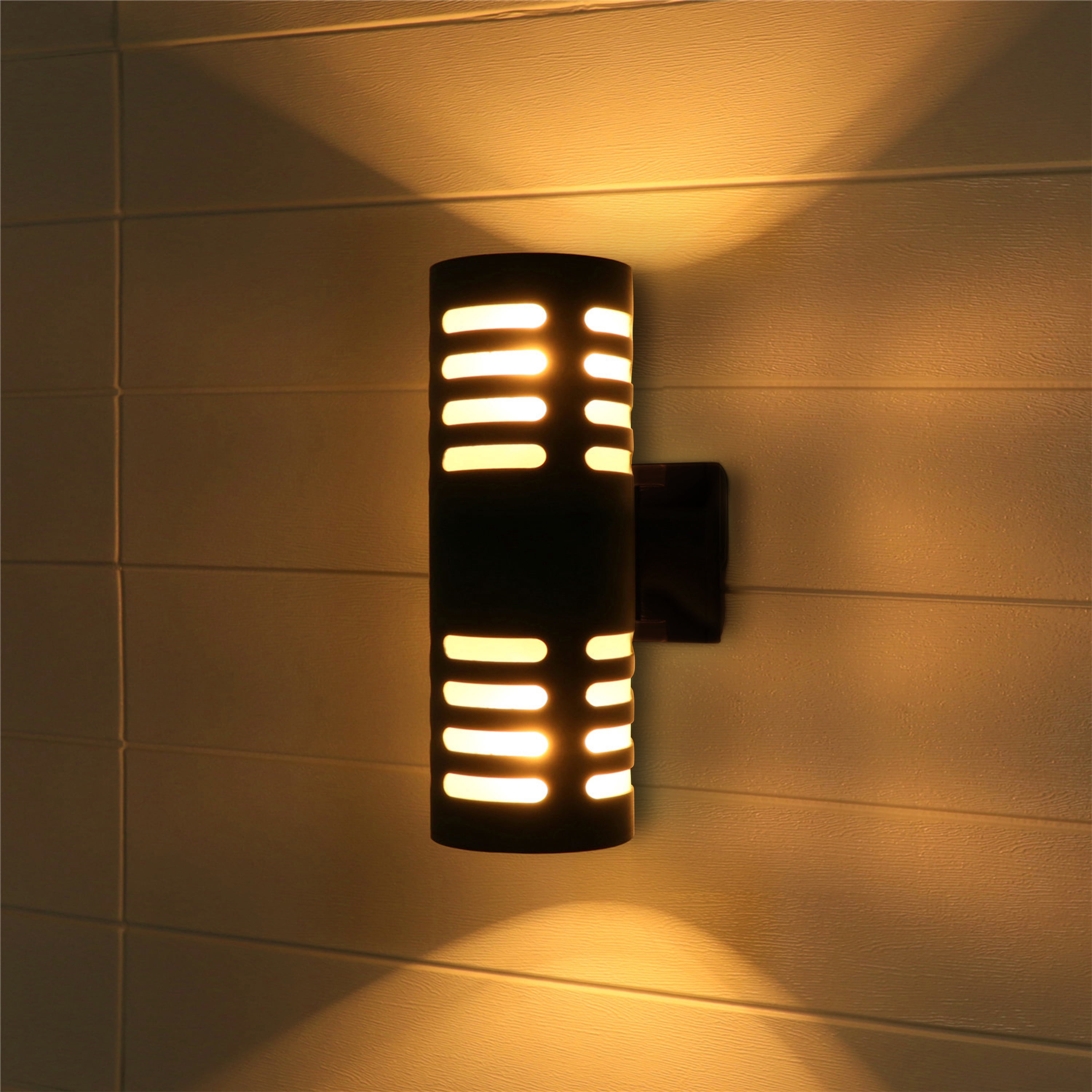 C Cattleya 2-Light Matte Black Dusk to Dawn Cylinder Outdoor Wall Light Sconce