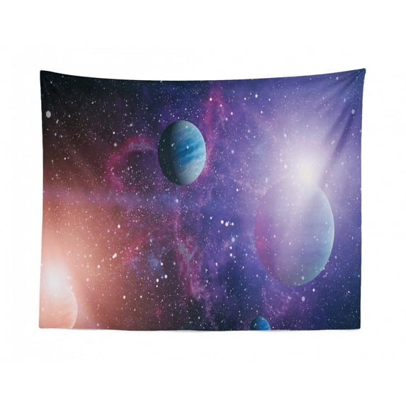 Celestial Tapestry, Abstract Comet and Constellations Cosmic Planets in Universe, Fabric Wall Hanging Decor for Bedroom Living Room Dorm, 2 Sizes, Multicolor, by Ambesonne