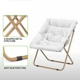 thumbnail image 6 of XPOPR Folding Saucer Chair with Ottoman for Adults Comfy Lounge Reading Seat Accent Chair Faux Fur Lazy Seating with Thick Padded Metal Frame for Bedroom Living Room Small Space White, 6 of 9