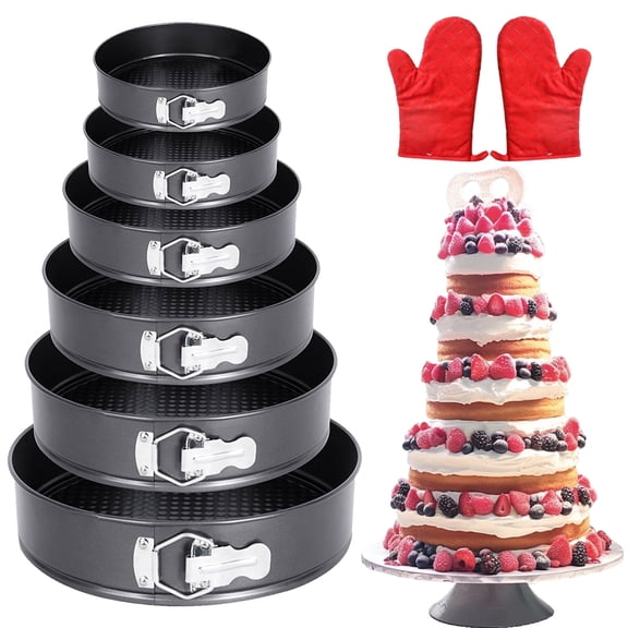 PinkSheep Non-stick Springform Cake Pans for Cheesecake, Round Cake Pan Mold for Baking with Silicone Gloves, Set of 6