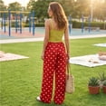 thumbnail image 7 of Women's Cotton Linen Polka Dots Loose Fit Pants Wide Leg Baggy Fall Jeans | Jeans for Women, Mid Waist Denim, Pants with Pocket, Fall Clothes, Y2k, Straight Leg, 7 of 7
