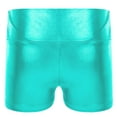 thumbnail image 2 of Rswnyirn Kids Girls Boys Metallic High Waist Ballet Jazz Dance Gymnastic Booty Shorts Blue Green 8, 2 of 5