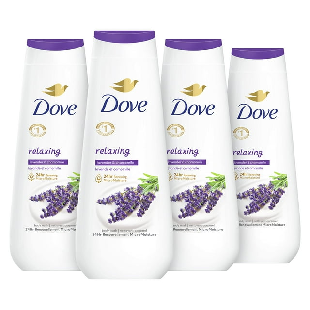 Reacondicionado Body Wash Dove, aceite relajante de lavanda y manzanilla, 600 ml, paquete de 4