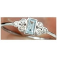 thumbnail image 6 of Rosec Jewels Baguette Aquamarine Promise Ring for Women - Bezel Set Aquamarine Diamond Ring - AAA Quality - Ready to Gift, 18K White Gold, US 4.00, 6 of 9