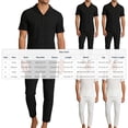 thumbnail image 3 of Miluxas Men's 2 Piece Beach Vacation Outfits Button Down Short Sleeve Shirts and Straight Leg Pants Set Black XL(XL), 3 of 9