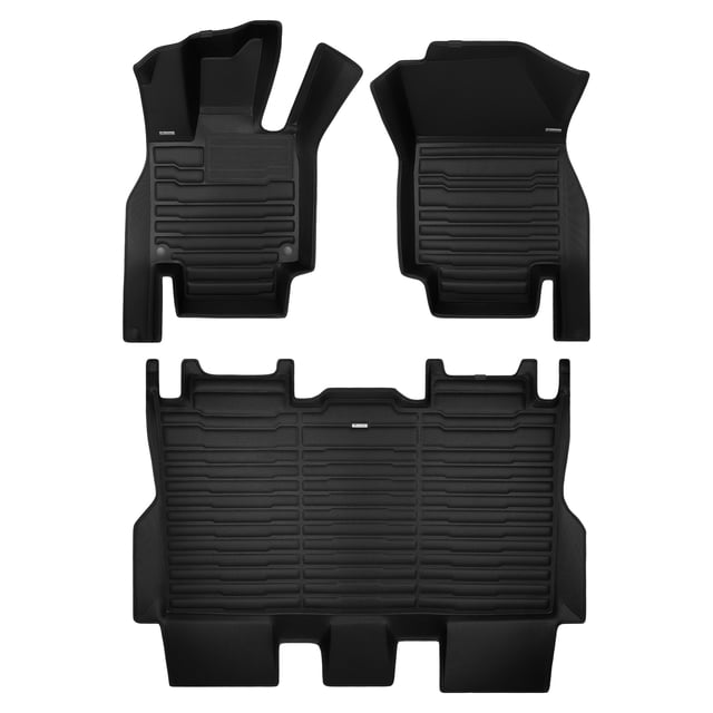 TuxMat - For Tesla CyberTruck 2024-2026 Models - Custom Car Mats - Maximum Coverage, All Weather, Laser Measured - This Full Set Includes 1st and 2nd Rows