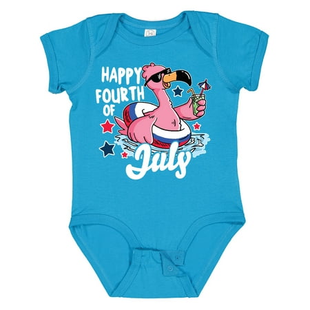

Inktastic Happy 4th of July with Patriotic Flamingo Gift Baby Boy or Baby Girl Bodysuit