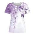 thumbnail image 3 of YOTAMI Plus Size Tops for Women Dressy Casual Loose Fit Blouses Summer Ruffled Floral Print Short Sleeve Button V-Neck T-Shirts Multicolor, 3 of 5