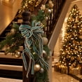 thumbnail image 6 of Hovilon 2pcs Christmas Wreath Bows, Green Polyester Ribbon Decoration for Front Door Tree Topper Wall Party Supply, Durable Holiday Bow for Indoor Outdoor Home Garden New Year Eve Decoration, 6 of 6