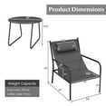 thumbnail image 3 of Costway 3 PCS Outdoor Bistro Set Breathable Seat Fabric & Cozy Headrest Metal for Yard, 3 of 10