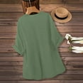 thumbnail image 5 of XUNKUSGA Women's Blouses Fashion Notched V Neck Rolled Up Tops for Women Casual Loose High-low Hem Shirts for Women with Button Side S-2XL Green, 5 of 6