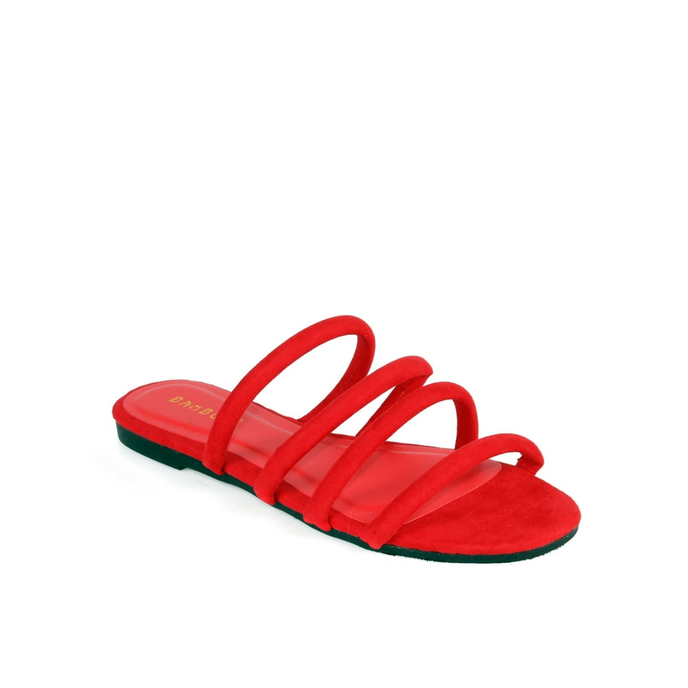 Bamboo - Bamboo Zest05 Slip on Women's Multi Strap Sandals in Red ...