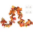 thumbnail image 2 of Paquete de 2 guirnaldas de otoño Liquidación de hojas de arce, 5.9 pies / pieza Guirnalda de vid colgante Guirnalda de follaje de otoño artificial Decoración de acción de gracias para el hogar Bo, 2 of 4