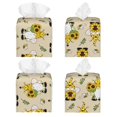 thumbnail image 2 of Kdxio Gnomes Bees And Sunflowers Print Tissue Box Cover,Square Decorative PU Leather Facial Paper Case Organizer Holder Dispenser for Bathroom,Night Stands,Desk,Car 5.2''X5.2''X5.2'', 2 of 8