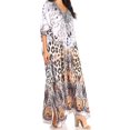 thumbnail image 3 of Sakkas Yeni Women's Short Sleeve V-neck Summer Floral Long Caftan Dress Cover-up - 507 - One Size, 3 of 11