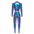 thumbnail image 2 of iiniim Shiny Metallic Alien Costume for Women Full Body Catsuit Halloween Outfit Blue XL, 2 of 7