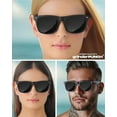 thumbnail image 3 of grinderPUNCH Mens and Womens Polarized Sunglasses UV400 Protection Classic Retro Driving Sun Glasses Trendy Fashion Shades -Black Super Dark, 3 of 7