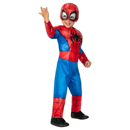 Toddler Officially Licensed Spiderman Halloween Costume 3T-4T, Red and Black