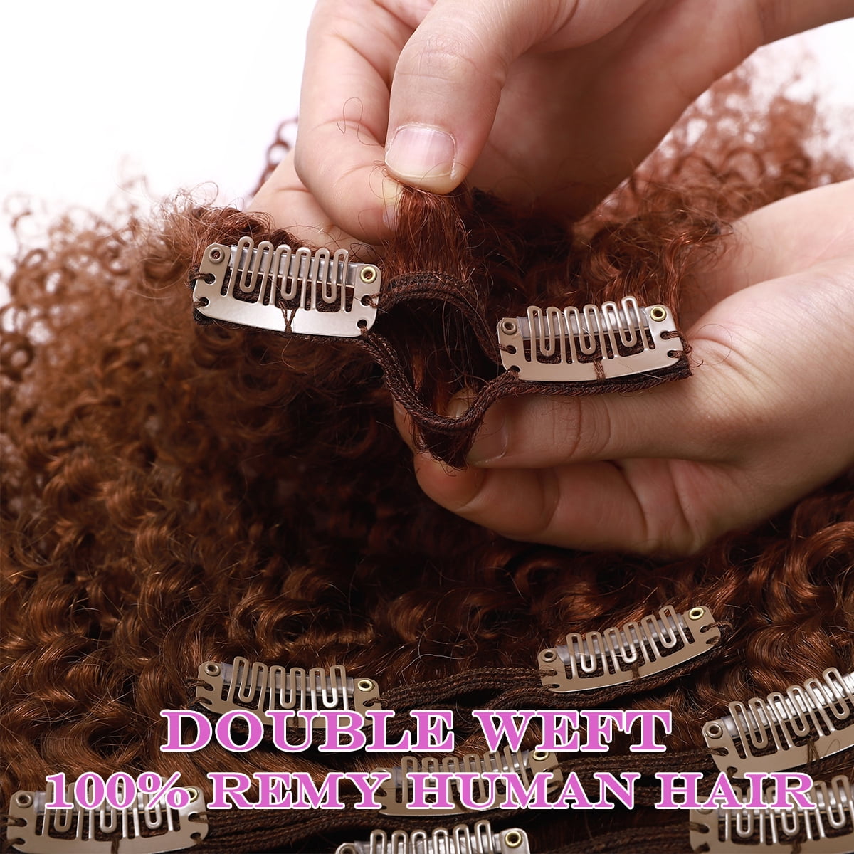 SEGO Kinky Curly Clip in Hair Extensions Real Human Hair for Women Thick Brazilian Hair Natural Black