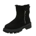 thumbnail image 2 of Willtoo Women's Fur-Lined Winter Ankle Boots, Suede Side Zip Boot, Lug Sole Chunky Heel Fleece Warm Booties Black, 2 of 3