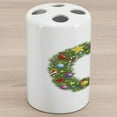 thumbnail image 1 of Letter C Ceramic Toothbrush Holder, Celebration Design Letter C Capital Hearts Colorful Balls Winter Holiday, Decorative Versatile Countertop for Bathroom, 4.5" X 2.7", Multicolor, 1 of 4