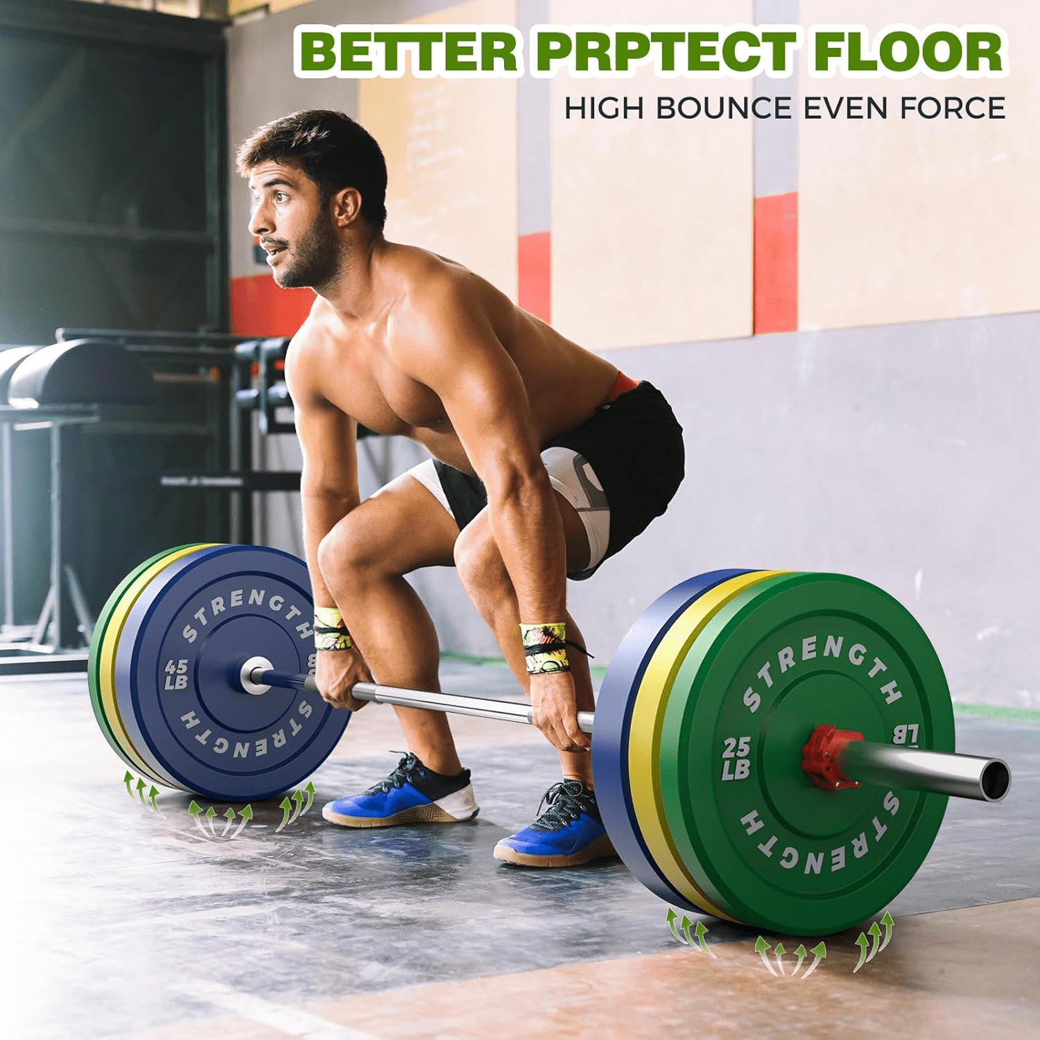 GIKPAL 260lbs 2-inch Olympic Weight Plates,10lb to 45lb Rubber Bumper Plates with Steel Hub for Strength Training, Weightlifting, Crossfit,Weight Plate for Barbell