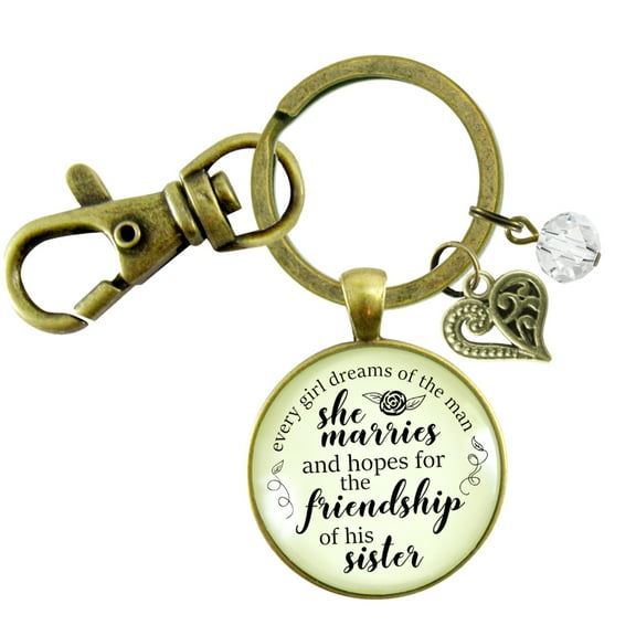Sister-In-Law Gutsy Goodness Bronze Keychain I Dream of New Sister Wedding Day Gift From Bride Jewelry Gift