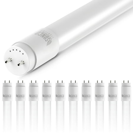 

Sunco Lighting 10 Pack 4FT T8 LED Tube 18W=40W Fluorescent Frosted Cover 5000K Daylight Single Ended Power (SEP) Ballast Bypass Commercial Grade - UL Listed DLC