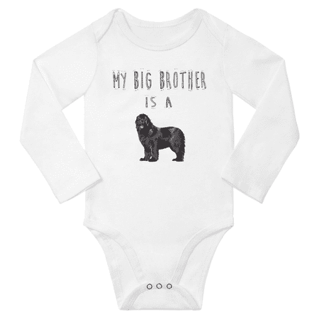 

My Big Brother is a Newfoundland Dog Funny Baby Long Sleeve Bodysuits Boy Girl (White 18-24M)